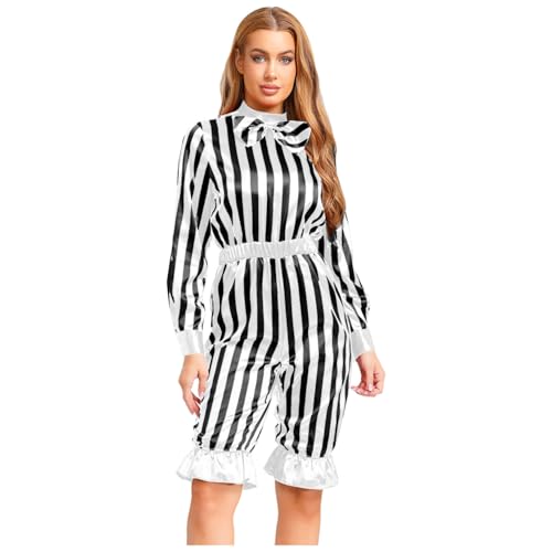 renvena Damen Pantomime Kostüm Gestreift Overall Langarm Romper Halloween Zirkus Clown Rollenspiel Fasching Karneval Kostüm Weiß&Schwarz XXL renvena Damen Pantomime Kostüm Gestreift Overall Langarm Romper Halloween Zirkus Clown Rollenspiel Fasching Karneval Kostüm Weiß&Schwarz XXL von renvena