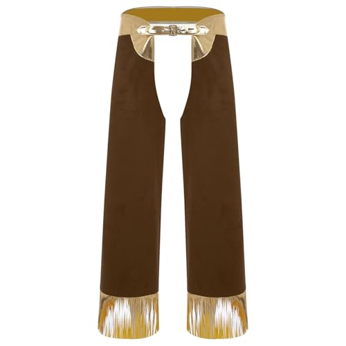 renvena Herren Metallic Cowboyhose Lang Hose Chaps Überzughose mit Quasten Saum Vintage Western Kostüm Fasching Karneval Outfit Braun M renvena Herren Metallic Cowboyhose Lang Hose Chaps Überzughose mit Quasten Saum Vintage Western Kostüm Fasching Karneval Outfit Braun M von renvena