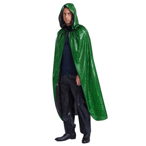 renvena Herren Metallic Umhang Lange Robe mit Kapuze Mittelalter Kleidung Glänzend Vampir Zauberer Kostüm Mottoparty Fasching Kostüm Grün L renvena Herren Metallic Umhang Lange Robe mit Kapuze Mittelalter Kleidung Glänzend Vampir Zauberer Kostüm Mottoparty Fasching Kostüm Grün L von renvena