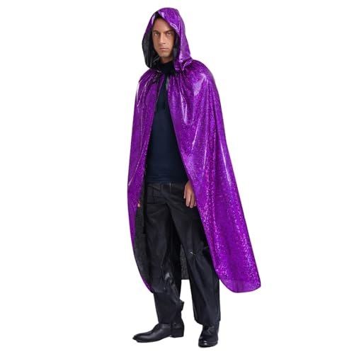 renvena Herren Metallic Umhang Lange Robe mit Kapuze Mittelalter Kleidung Glänzend Vampir Zauberer Kostüm Mottoparty Fasching Kostüm Violett M renvena Herren Metallic Umhang Lange Robe mit Kapuze Mittelalter Kleidung Glänzend Vampir Zauberer Kostüm Mottoparty Fasching Kostüm Violett M von renvena