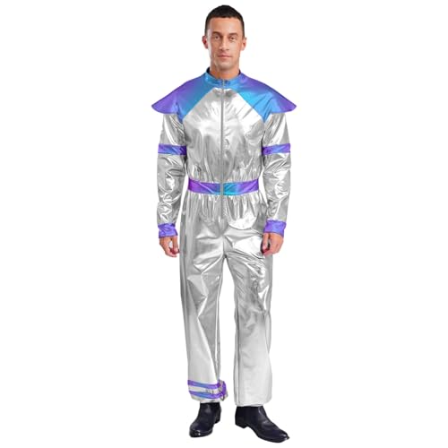 renvena Herren Raumfahrer Kostüm Astronauten Rollenspiel Glänzend Overall Jumpsuit Ganzanzug Fasching Halloween Cosplay Outfit Silber M renvena Herren Raumfahrer Kostüm Astronauten Rollenspiel Glänzend Overall Jumpsuit Ganzanzug Fasching Halloween Cosplay Outfit Silber M von renvena