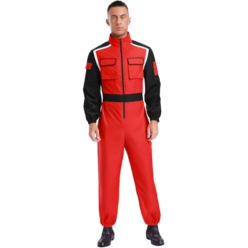 renvena Herren Rennfahrer Anzug Einteiler Jumpsuit Overall mit Stehkragen Rollenspiel Kostüm Fasching Karneval Mottoparty Rot XXL renvena Herren Rennfahrer Anzug Einteiler Jumpsuit Overall mit Stehkragen Rollenspiel Kostüm Fasching Karneval Mottoparty Rot XXL von renvena