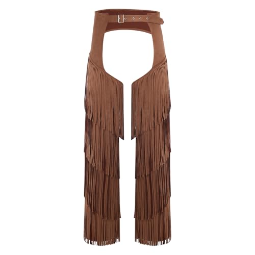 renvena Herren Vintage Cowboy Kostüm Hose Lang Chaps Überhosen mit Quasten Fransen Western Reiter Kostüm Mottoparty Karneval Dunkelbraun S renvena Herren Vintage Cowboy Kostüm Hose Lang Chaps Überhosen mit Quasten Fransen Western Reiter Kostüm Mottoparty Karneval Dunkelbraun S von renvena