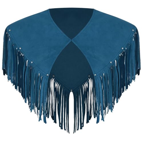 renvena Herren Vintage Western Cape Wildleder Umhang Oberteil Schulter Tops mit Quasten Cowboy Kostüm Zubehör Halloween Karneval Kostüm Blau XL renvena Herren Vintage Western Cape Wildleder Umhang Oberteil Schulter Tops mit Quasten Cowboy Kostüm Zubehör Halloween Karneval Kostüm Blau XL von renvena