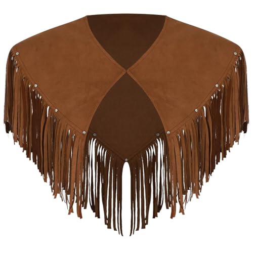 renvena Herren Vintage Western Cape Wildleder Umhang Oberteil Schulter Tops mit Quasten Cowboy Kostüm Zubehör Halloween Karneval Kostüm Dunkelbraun L renvena Herren Vintage Western Cape Wildleder Umhang Oberteil Schulter Tops mit Quasten Cowboy Kostüm Zubehör Halloween Karneval Kostüm Dunkelbraun L von renvena