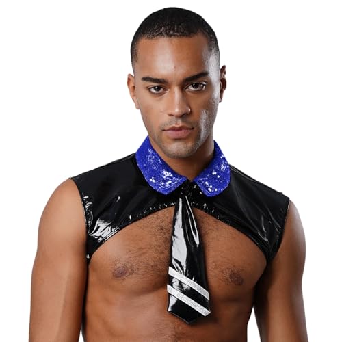 renvena Herren Wetlook Tops PU Leder Harness Geschirr Brust Gürtel Shrung mit Krawatte Gothic Kleidung Party Rave Club Kostüm Blau XL renvena Herren Wetlook Tops PU Leder Harness Geschirr Brust Gürtel Shrung mit Krawatte Gothic Kleidung Party Rave Club Kostüm Blau XL von renvena