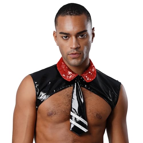 renvena Herren Wetlook Tops PU Leder Harness Geschirr Brust Gürtel Shrung mit Krawatte Gothic Kleidung Party Rave Club Kostüm Rot M renvena Herren Wetlook Tops PU Leder Harness Geschirr Brust Gürtel Shrung mit Krawatte Gothic Kleidung Party Rave Club Kostüm Rot M von renvena