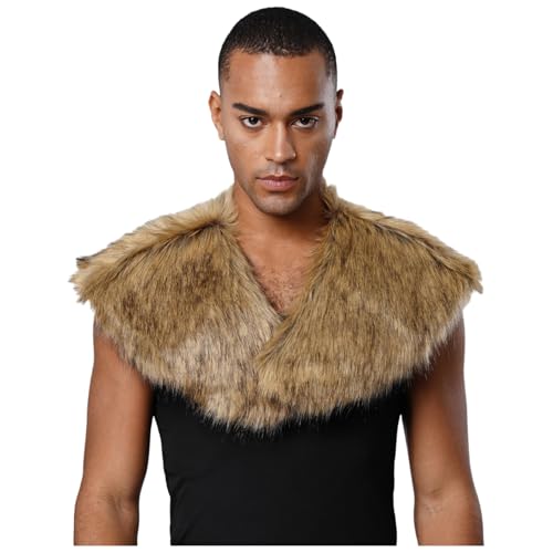 renvena Herren Wikinger Krieger Kostüm Umhang Cape Kunstfell Kragen Schal Flauschig Stola Zubehör Mittelalter Kleidung Halloween Karneval Kostüm Braun Einheitsgröße renvena Herren Wikinger Krieger Kostüm Umhang Cape Kunstfell Kragen Schal Flauschig Stola Zubehör Mittelalter Kleidung Halloween Karneval Kostüm Braun Einheitsgröße von renvena