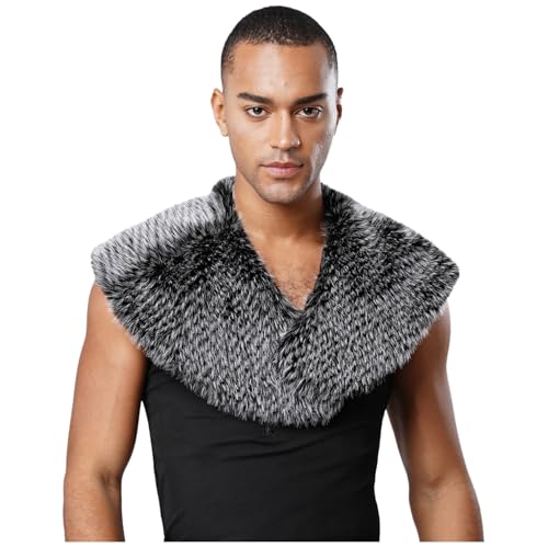 renvena Herren Wikinger Krieger Kostüm Umhang Cape Kunstfell Kragen Schal Flauschig Stola Zubehör Mittelalter Kleidung Halloween Karneval Kostüm Schwarz&Weiss Einheitsgröße renvena Herren Wikinger Krieger Kostüm Umhang Cape Kunstfell Kragen Schal Flauschig Stola Zubehör Mittelalter Kleidung Halloween Karneval Kostüm Schwarz&Weiss Einheitsgröße von renvena