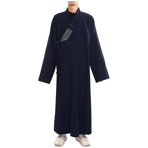 renvena Unisex Buddhistisches Mönchsgewand Lang Mönch Robe Mantel Traditionelle Mönch Nonnen Tempel Kleidung Navy blau XXL von renvena