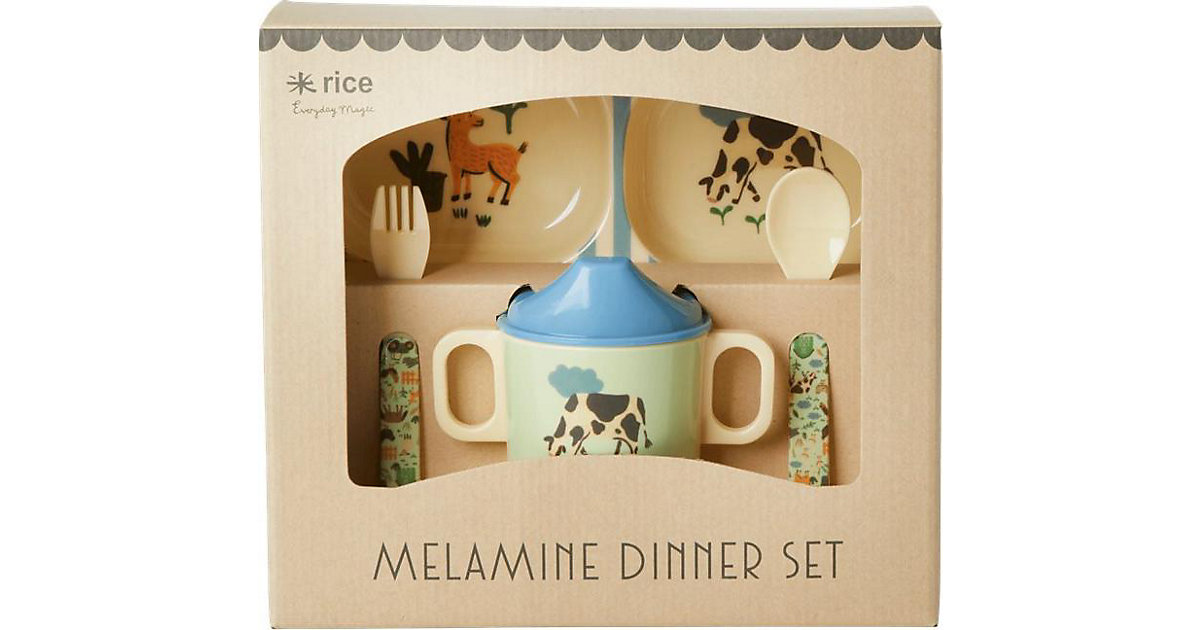 Baby-Kindergeschirrset Farm blue, 4-tlg. grün/blau von rice