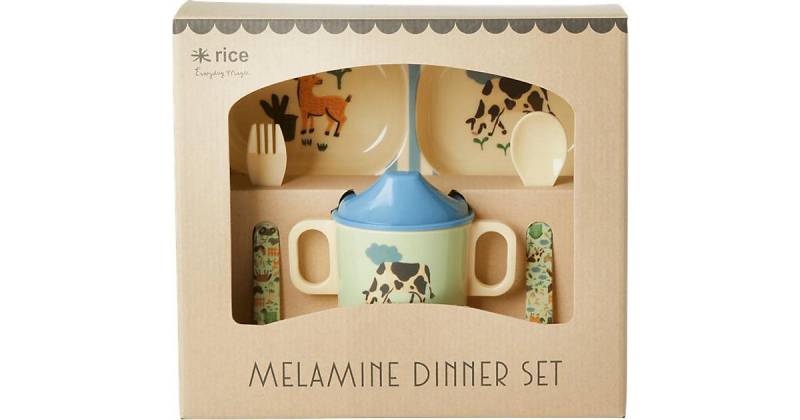 Baby-Kindergeschirrset Farm blue, 4-tlg. grün/blau von rice