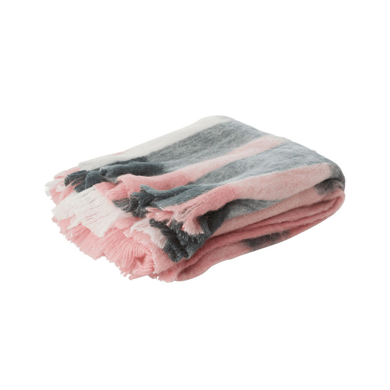 Decke CHECKED (125x150) mit Wolle in rosa von rice
