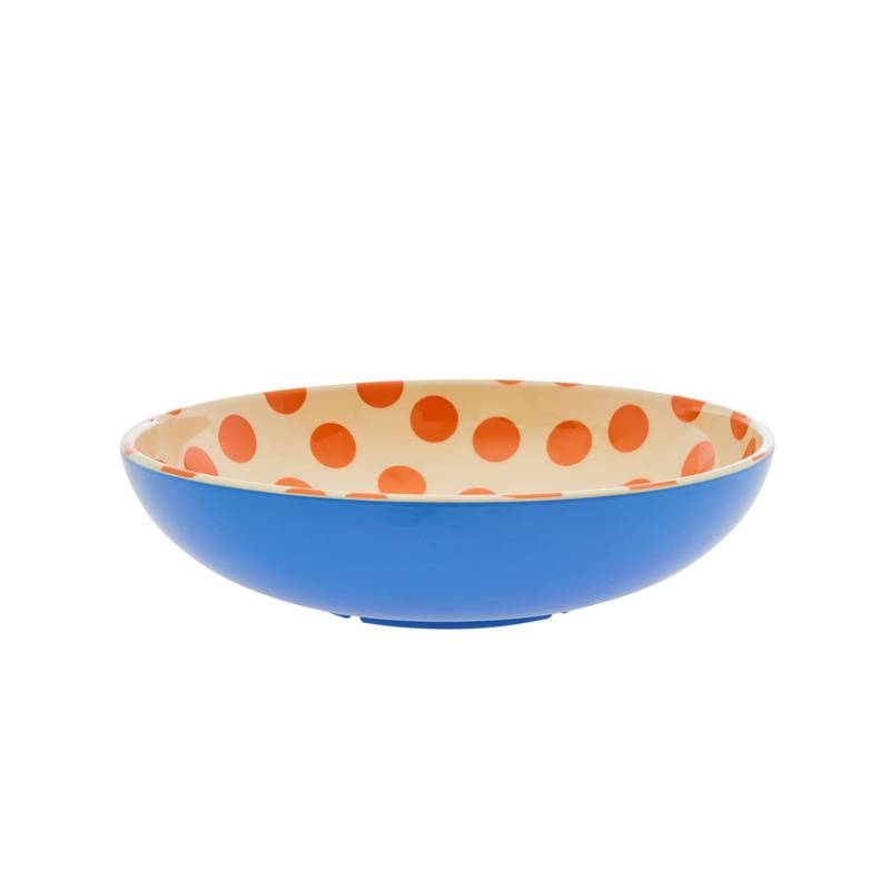 Melamin-Salatschüssel HAPPY DOTS (29,9cm) in blau/orange von rice