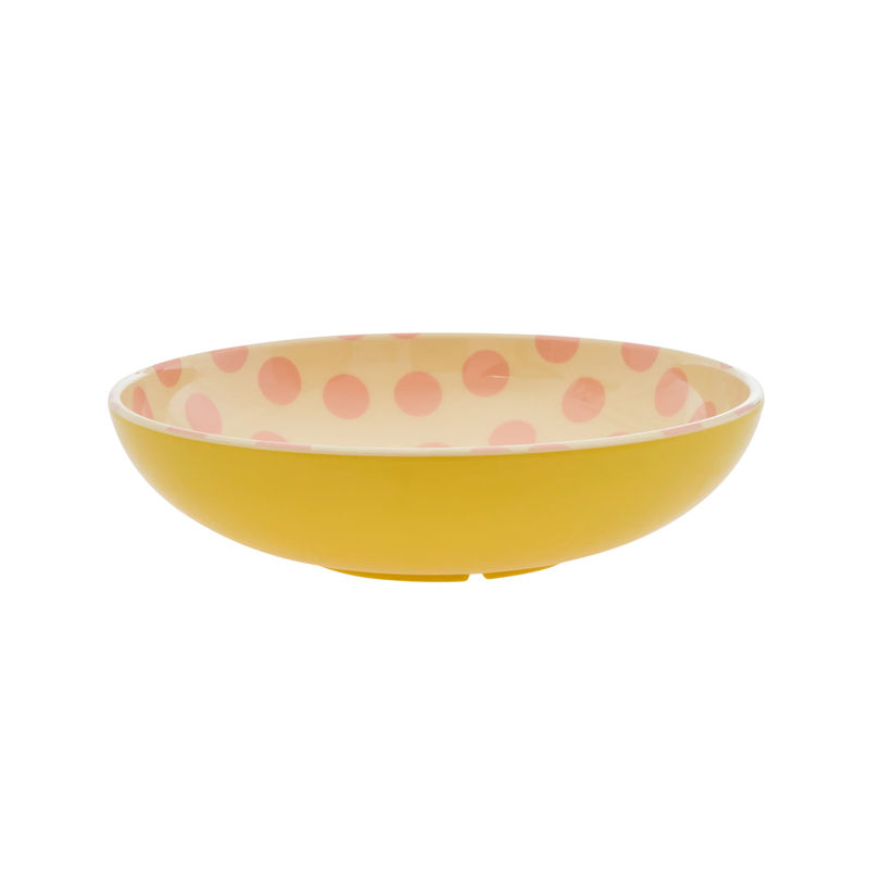 Melamin-Salatschüssel HAPPY DOTS (29,9cm) in gelb/pink von rice