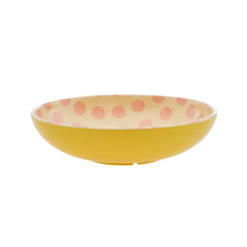 Melamin-Salatschüssel HAPPY DOTS (29,9cm) in gelb/pink von rice