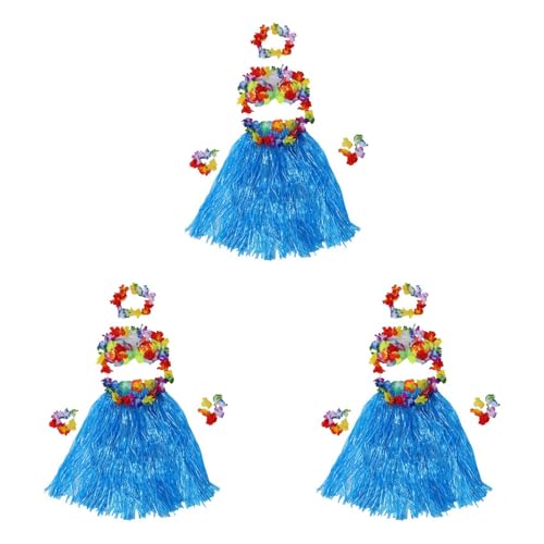 rieder 18 Hawaiianischen Hula-Grasrock Blumengirlande Lei Armband Kostuem - Blau von rieder