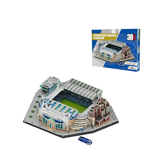 Football Field, Football Stadium, 3D Puzzle, Club, DIY Microblocks, Construction Kits, Paper, Cardboard, Model, Ornaments, Fan, Memorial Collection, Souvenir (Large, Stamford Bridge) von rindeki
