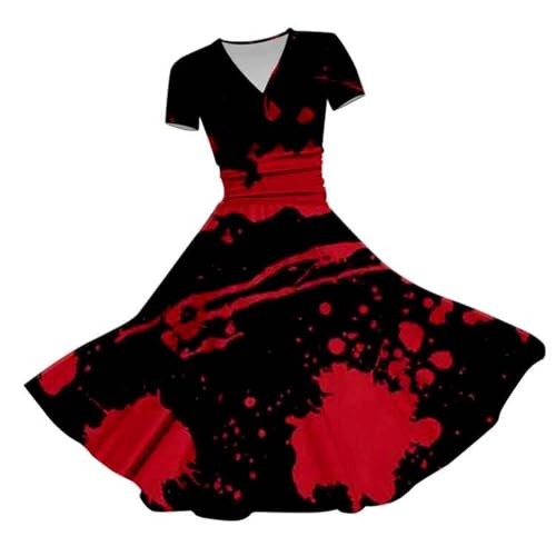riou Halloween Damen Gothic Kleid Retro Gericht Cosplay Bodenlänge Hexenkostüm Glitzer PartykleidGothic mit Renaissance Cocktailkleid Mittelalter Kleid Roben Zweiteiliger Einfarbig von riou