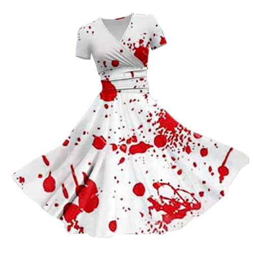 riou Halloween Damen Gothic Kleid Retro Gericht Cosplay Bodenlänge Hexenkostüm Glitzer PartykleidGothic mit Renaissance Cocktailkleid Mittelalter Kleid Roben Zweiteiliger Einfarbig von riou