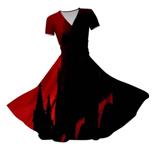 riou Halloween Damen Maxikleider Steampunk Gericht Elegant Lange Hexenkostüm Punk Kleid Weich Hautfreundlich Damenkleid Cosplay Dress für Viktorianische Kostüm von riou