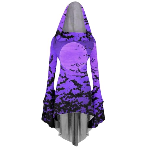 riou Halloween Damen Maxikleider Steampunk Retro Cosplay Bodenlänge Hexenkostüm Prinzessin Halbarmkleid Weich Hautfreundlich Midikleider Cosplay Dress Roben Zweiteiliger Einfarbig von riou