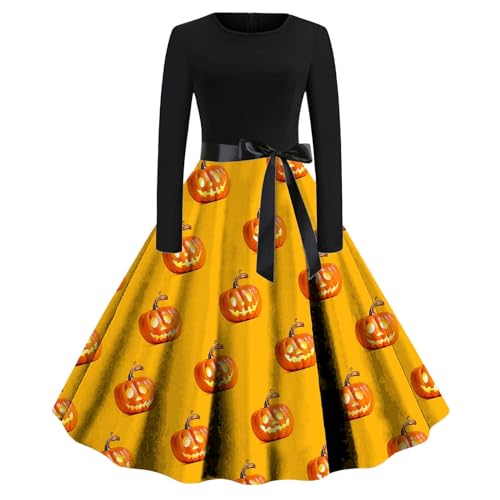 riou Halloween Gothic Kleid Damen Steampunk Gericht Elegant Lange Hexenkostüm Punk Kleid Gemütlich Atmungsaktiv Freizeitkleider Cosplay Dress für Erwachsene von riou