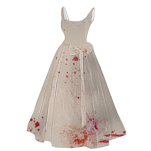 riou Halloween Kostüm Damen Retro Gericht Elegant Lange Hexenkostüm Prinzessin Halbarmkleid Gothic mit Renaissance Freizeitkleider Mittelalter Kleid für Erwachsene von riou