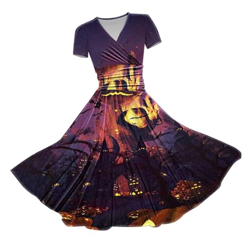 riou Halloween Kostüm Damen Steampunk Gericht Trompetenärmel Hexenkostüm Punk Kleid Casual Gemütlich Freizeitkleider Cosplay Dress für Erwachsene von riou