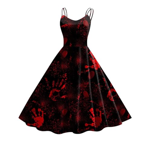 riou Halloween Mittelalter Kleid Damen Gericht Vintage Große Glockenärmel Hexenkostüm Prinzessin Kleid Gemütlich Atmungsaktiv Freizeitkleider Cosplay Dress für Erwachsene von riou