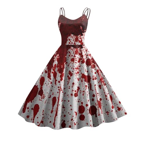 riou Halloween Mittelalter Kleid Damen Gericht Vintage Große Glockenärmel Hexenkostüm Prinzessin Kleid Gemütlich Atmungsaktiv Freizeitkleider Cosplay Dress für Erwachsene von riou