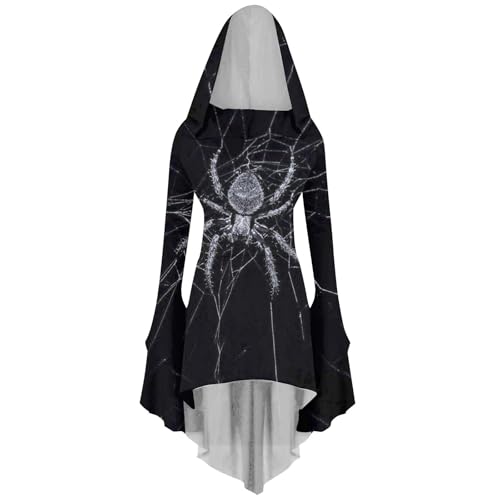riou Halloween Mittelalter Kleid Damen Mode Vintage Große Glockenärmel Hexenkostüm Prinzessin Halbarmkleid Gemütlich Atmungsaktiv Midikleider Mittelalter Kleid für Viktorianische Kostüm von riou