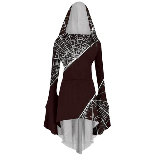 riou Halloween Mittelalter Kleid Damen Mode Vintage Große Glockenärmel Hexenkostüm Prinzessin Halbarmkleid Gemütlich Atmungsaktiv Midikleider Mittelalter Kleid für Viktorianische Kostüm von riou