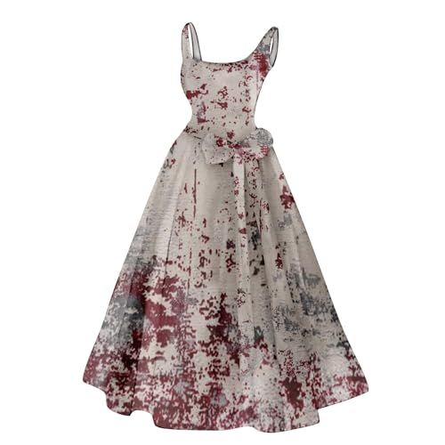 riou Halloween Prinzessinnenkleid Damen Falten Spitze Cosplay Bodenlänge Hexenkostüm Glitzer PartykleidGothic mit Renaissance Freizeitkleider Mittelalter Kleid für Teenager Mädchen von riou