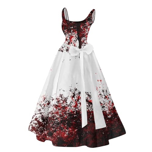 riou Halloween Prinzessinnenkleid Damen Falten Spitze Cosplay Bodenlänge Hexenkostüm Glitzer PartykleidGothic mit Renaissance Freizeitkleider Mittelalter Kleid für Teenager Mädchen von riou