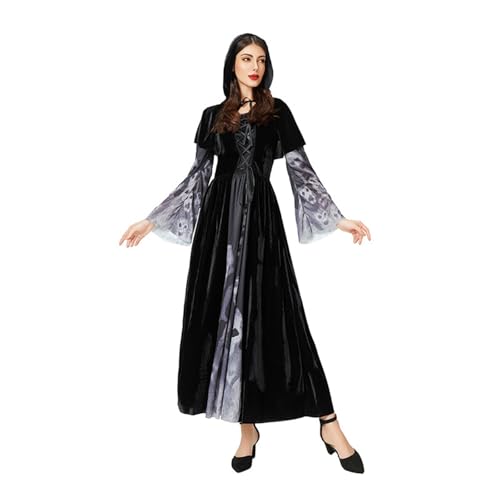 riou Lederbrustschutz Mittelalterlich Halloween Kostüm Erwachsene Braut Kleid Furchterregendes Kostüm Lolita Gothic Kleid Rot (Black, L) von riou