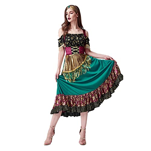 riou Mittelalterliche Rüstungshandschuhe Halloween-Show-Kostümkleid für Damen Halloween-Kostüm für Erwachsene Traditionstanzkleid Mittelalterliche Lederrüstung Frauen (Camouflage, M) von riou