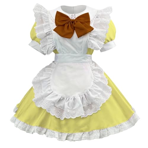 riou Mittelalterlicher Schild Funktionstüchtig Outfit Outfit Halloween Kleid Kostüm Klassische Schürze Damen Exotisch Kosten Kostüm Für Frauen Mittelalterlich (Yellow, S) von riou
