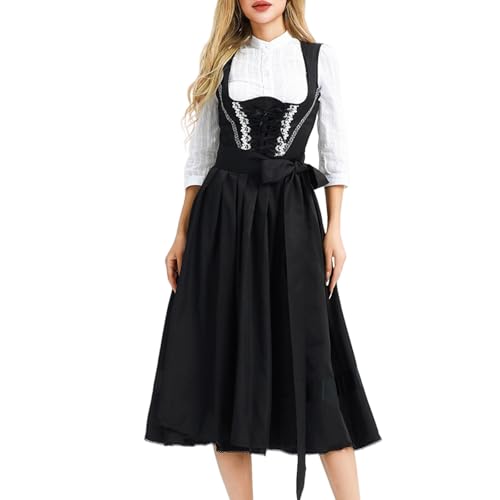 riou Mittelalterliches Feenkostüm Für Damen Bierfest Mädchen Kleid Halloween Bühnenauftritt Blau Kleid Mittelalterliche Gewandnadel Männer (Black, M) von riou