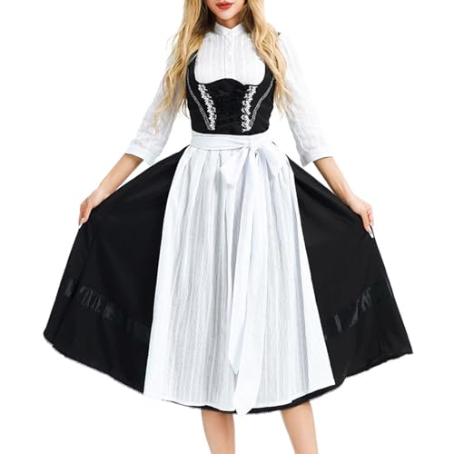 riou Mittelalterliches Feenkostüm Für Damen Bierfest Mädchen Kleid Halloween Bühnenauftritt Blau Kleid Mittelalterliche Gewandnadel Männer (White, XL) von riou