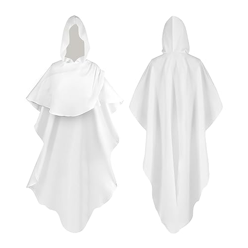 riou Mittelalterliches Hochzeitskleid Weiß Herren Kapuzenumhänge und Kostüme für Damen, Lange Paare, Halloween-Jacke, Mittelalterliche Geschichte Für Jugendliche (White, L) von riou