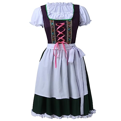riou Mittelalterliches Korsettkostüm Kostüme Outfits Dirndl Kleid Traditionelles deutsches Bierfest Damenkostüm Mittelalterlicher Rüstungshelm (Purple, XXL) von riou