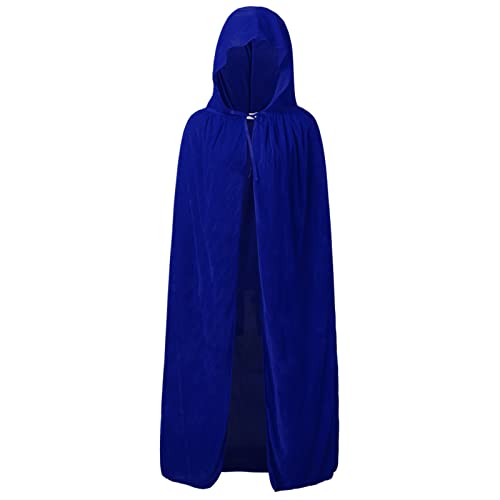 riou Retro-Gothic-Kleidung Für Frauen Umhänge und Kostüme für Herren mit Kapuze, Lange Paare, Halloween-Jacke, Mittelalterliche Actionfiguren (Blue, L（165cm）) von riou