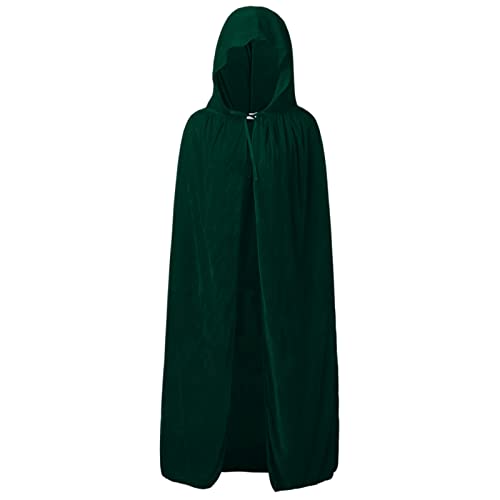 riou Retro-Gothic-Kleidung Für Frauen Umhänge und Kostüme für Herren mit Kapuze, Lange Paare, Halloween-Jacke, Mittelalterliche Actionfiguren (Green, XL（170cm）) von riou