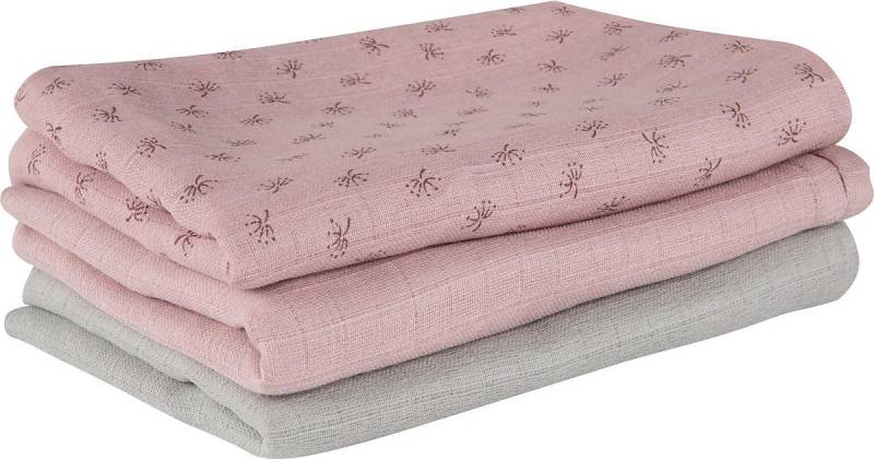3er Set Windeln Lil Planet rosa, 80x80 cm altrosa Gr. 80 x 80 von roba