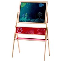 roba Tafel, Standtafel drehbar, Schreibtafel liniert, Maltafel magnetisch, Kindertafel Holz, natur von roba