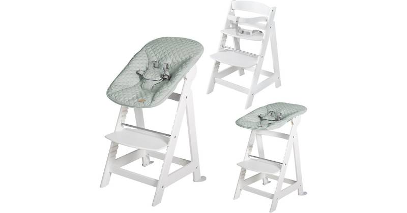 Treppenhochstuhl 'Born Up' Set 2in1, weiß, mit Liegefunktion/ -aufsatz 'roba Style' frosty green mint/weiß von roba