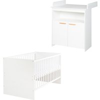roba »Anton« Kinderzimmerset mit Bett und Wickelkommode - 78,5x142x80cm - weiß - Holz / Holz von roba