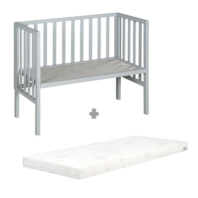 roba Beistellbett safe asleep® 2 in 1 taupe + Matratze von roba