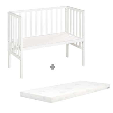 roba Beistellbett safe asleep® 2 in 1 weiß + Matratze von roba